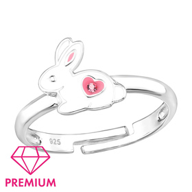 Hasen Kinder Premium Ring 925 Silber - Gre 4