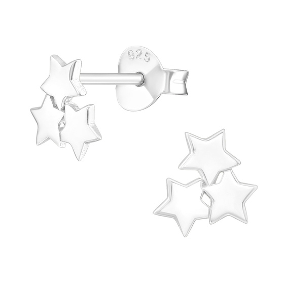 Auf dem Bild zu sehen sind Kinder Ohrringe Sterne Ohrstecker aus 925 Sterling Silver echt Silber