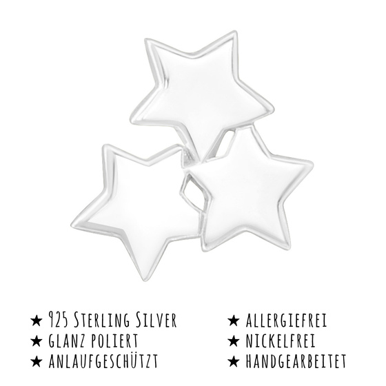 Das Bild mit Beschreibung zeigt Kinder Ohrringe Sterne Ohrstecker aus 925 Sterling Silver echt Silber