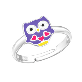 Eulen Kinder Ring 925 Silber - Gr��e 2,5