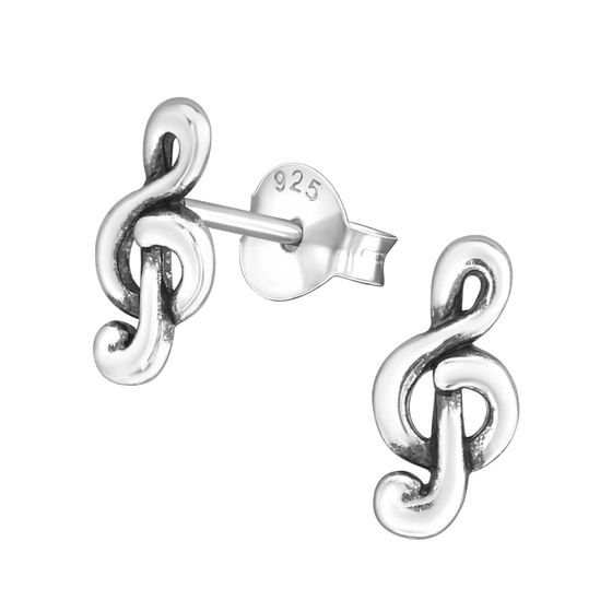Auf dem Bild zu sehen sind Kinder Ohrringe Notenschlssel Ohrstecker aus 925 Sterling Silver echt Silber