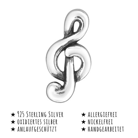 Das Bild mit Beschreibung zeigt Kinder Ohrringe Notenschlssel Ohrstecker aus 925 Sterling Silver echt Silber