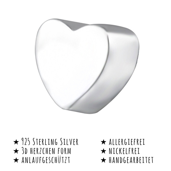 Das Bild mit Beschreibung zeigt Kinder Ohrringe Herz Ohrstecker aus 925 Sterling Silver echt Silber mit 3D