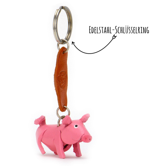 Schwein Schlsselanhnger aus Leder