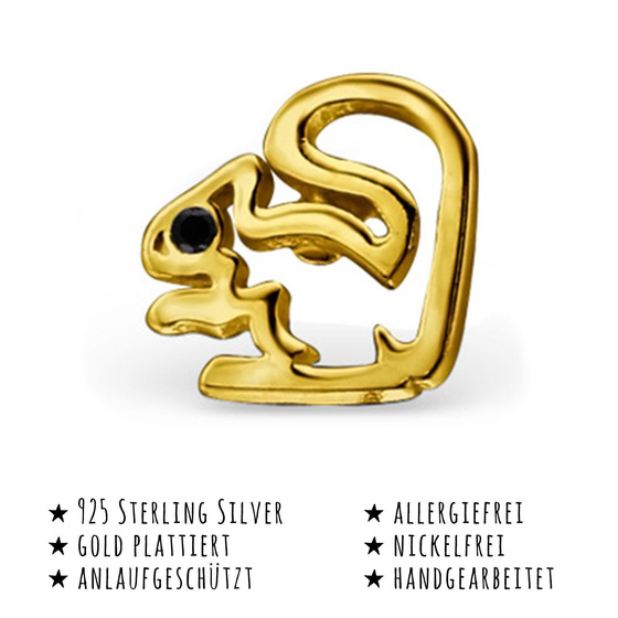 Das Bild mit Beschreibung zeigt Kinder Ohrringe Eichhrnchen Ohrstecker aus 925 Sterling Silver echt Silber mit Kristallen Gold plattiert