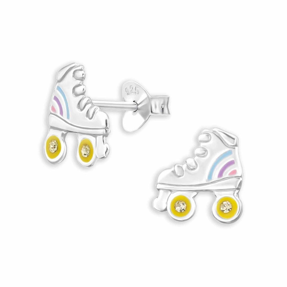 Kinder Ohrstecker Rollerskate aus 925 Sterling Silber mit Kristallen
