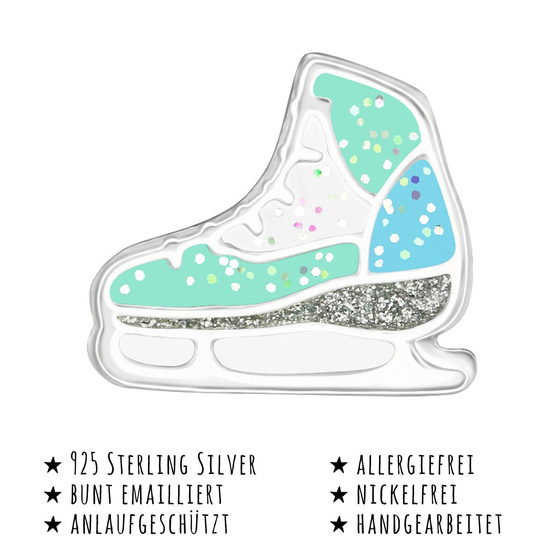 Das Bild mit Beschreibung zeigt Kinder Ohrringe Schlittschuh Ohrstecker aus 925 Sterling Silver echt Silber