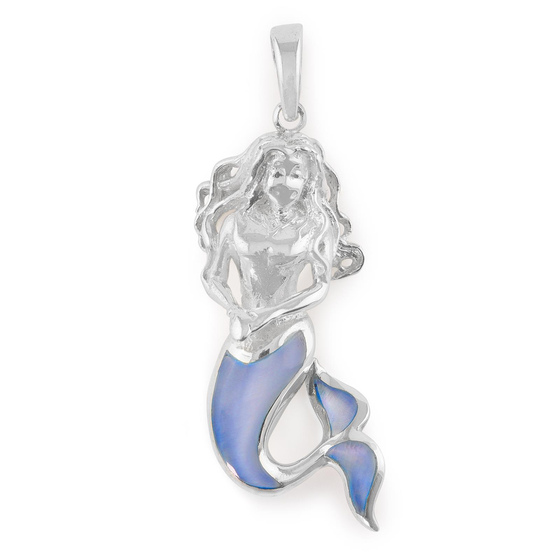 Auf dem Bild zu sehen ist ein Damen Anhnger mit einer Meerjungfrau aus 925 Sterling Silver echt Silber blau