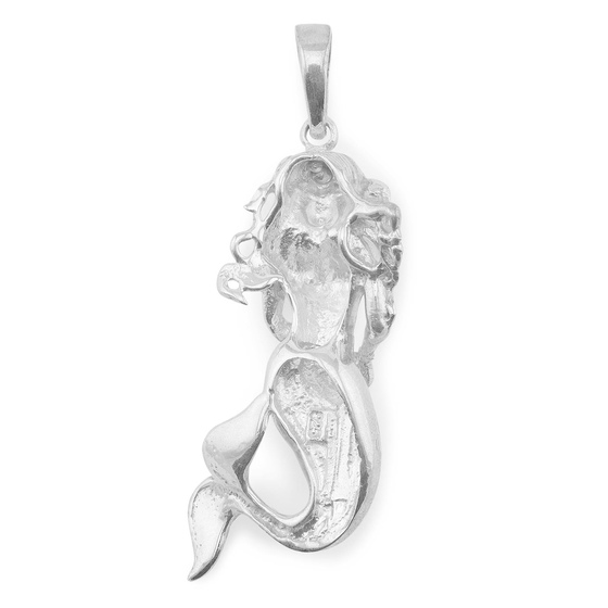 Das Bild mit Beschreibung zeigt ein Damen Anhnger mit einer Meerjungfrau aus 925 Sterling Silver echt Silber blau
