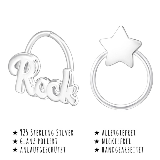Das Bild mit Beschreibung zeigt Kinder Ohrringe Rockstar Ohrstecker aus 925 Sterling Silver echt Silber