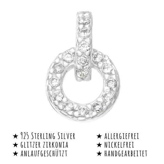 Das Bild mit Beschreibung zeigt Kinder Ohrringe Runde Ohrstecker aus 925 Sterling Silver echt Silber mit 34 Kristallen