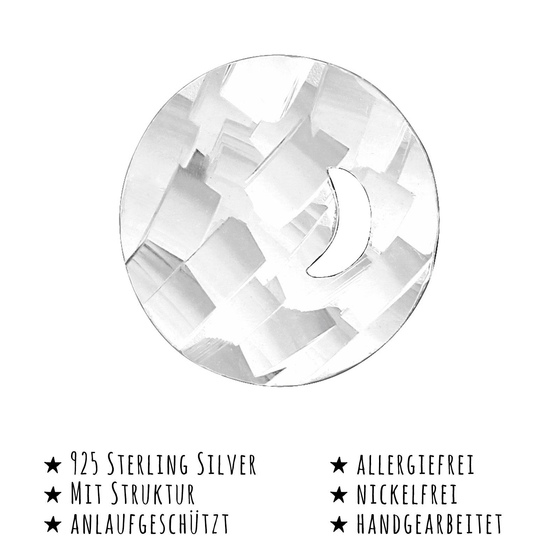 Das Bild mit Beschreibung zeigt Damen Ohrringe Mond Ohrstecker aus 925 Sterling Silver echt Silber