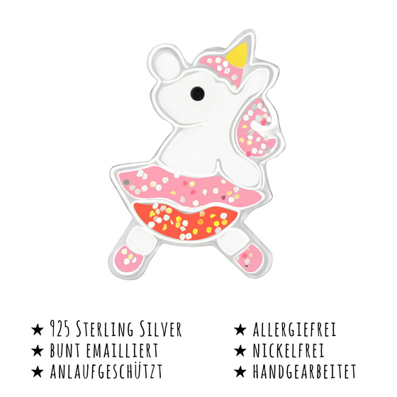 Das Bild mit Beschreibung zeigt S��e Kinder Ohrringe Einhorn Ohrstecker aus 925 Sterling Silver echt Silber