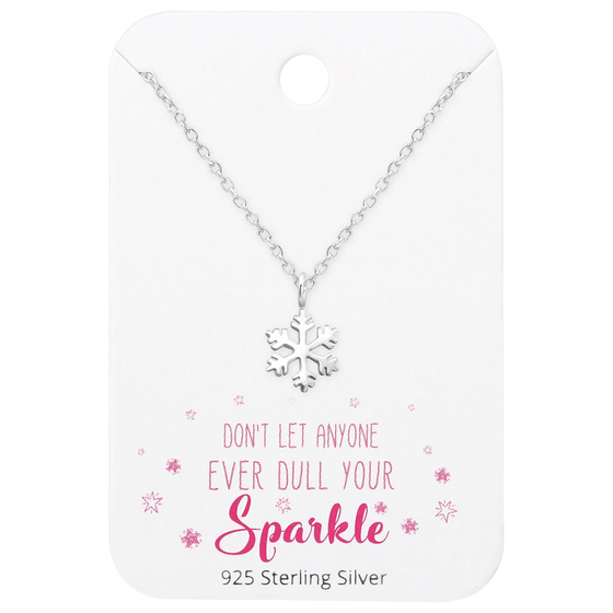 Auf dem Bild zu sehen ist eine Kinder Halskette Schneeflocke Anhnger aus 925 Sterling Silver echt Silber mit 45cm lnge