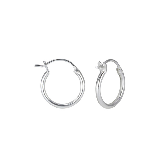 14mm French Lock Creolen 925 Silber