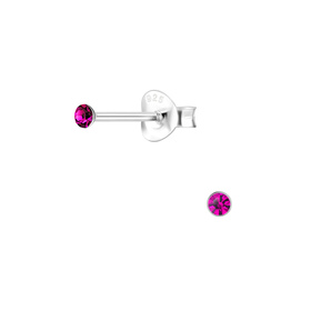 2mm Kristall Ohrringe 925 Silber