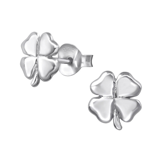 Auf dem Bild zu sehen sind Kinder Ohrringe Kleeblatt Gl�cksbringer Ohrstecker aus 925 Sterling Silver echt Silber