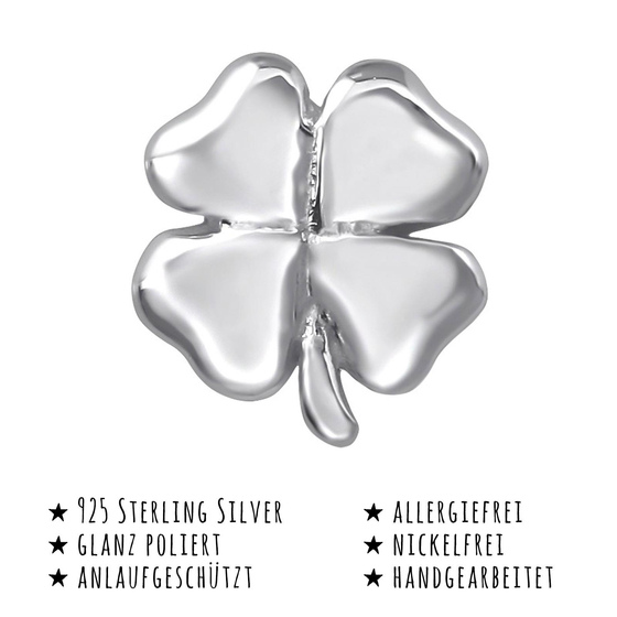 Das Bild mit Beschreibung zeigt Kinder Ohrringe Kleeblatt Gl�cksbringer Ohrstecker aus 925 Sterling Silver echt Silber