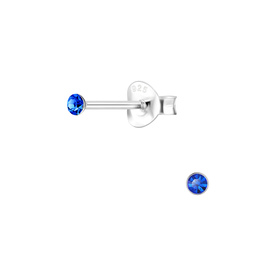 2mm Kristall Ohrringe 925 Silber