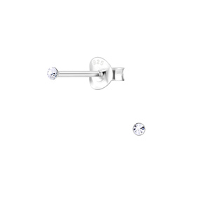 1,5mm Kristall Ohrringe 925 Silber