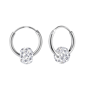 Kristall Ball Charm Creolen 925 Silber