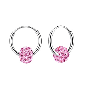 Kristall Ball Charm Creolen 925 Silber