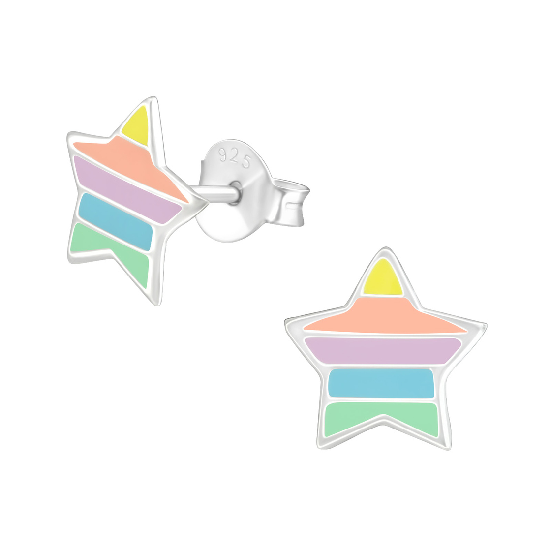 Monkimau Orecchini A Bottone Argento 925 Con Stella Oro Rosa, 9mm, Ipoallergenici, Fatti A Mano