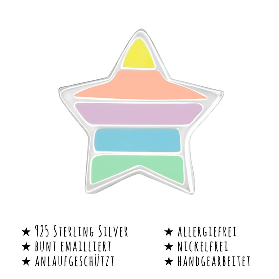 Das Bild mit Beschreibung zeigt Kinder Ohrringe Stern Ohrstecker aus 925 Sterling Silver echt Silber