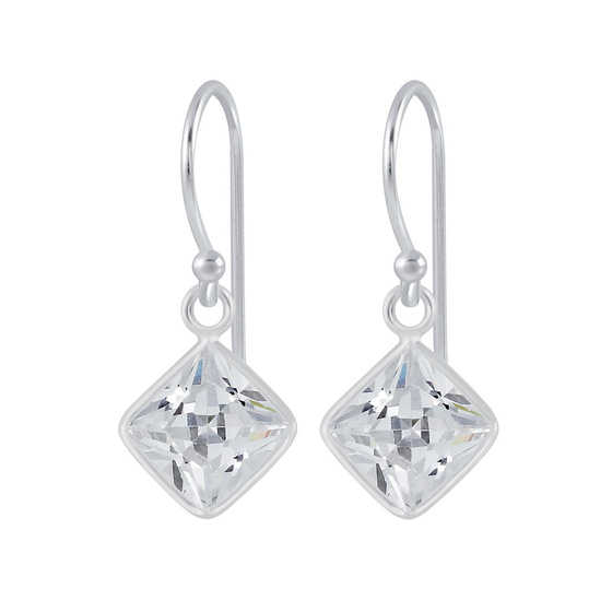 6mm Quadratische Zirconia Ohrringe 925 Silber