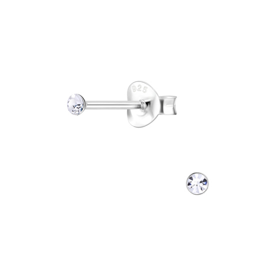 2mm Kristall Ohrringe 925 Silber