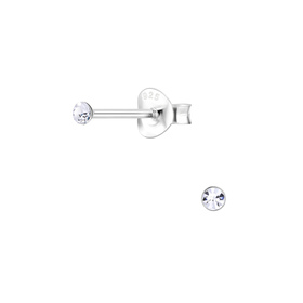 2mm Kristall Ohrringe 925 Silber