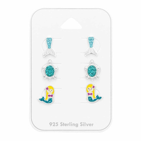 Ozean Ohrstecker Set aus 925 Sterling Silber mit...