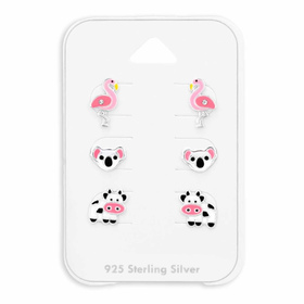 Kinder Ohrstecker Set aus 925 Sterling Silber mit...