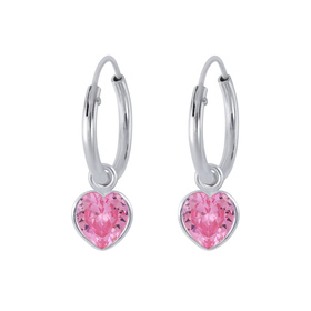 4mm Herz Zirkonia Creolen 925 Silber