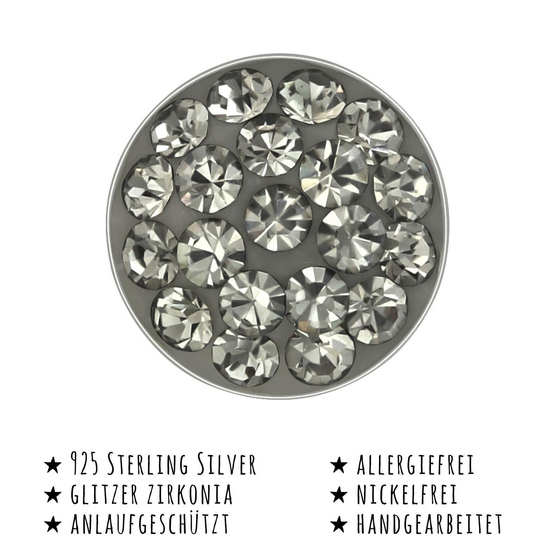 Das Bild mit Beschreibung zeigt Kinder Ohrringe Runde Ohrstecker aus 925 Sterling Silver echt Silber mit 40 Kristallen