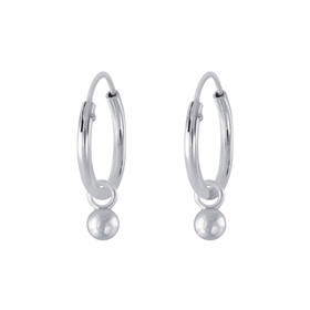 3mm Ball Charm Creolen 925 Silber