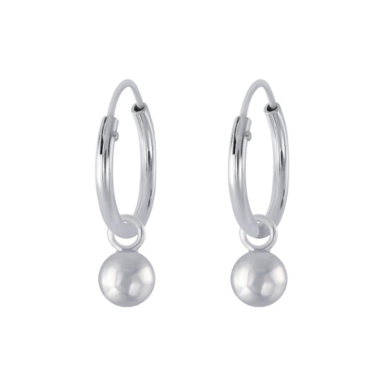 4mm Ball Charm Creolen 925 Silber