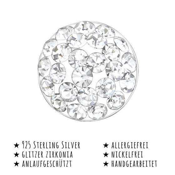 Das Bild mit Beschreibung zeigt Damen Ohrringe Runde Ohrstecker aus 925 Sterling Silver echt Silber mit 40 Kristallen