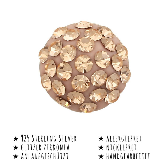 Das Bild mit Beschreibung zeigt Kinder Ohrringe Runde Ohrstecker aus 925 Sterling Silver echt Silber mit 40 Kristallen