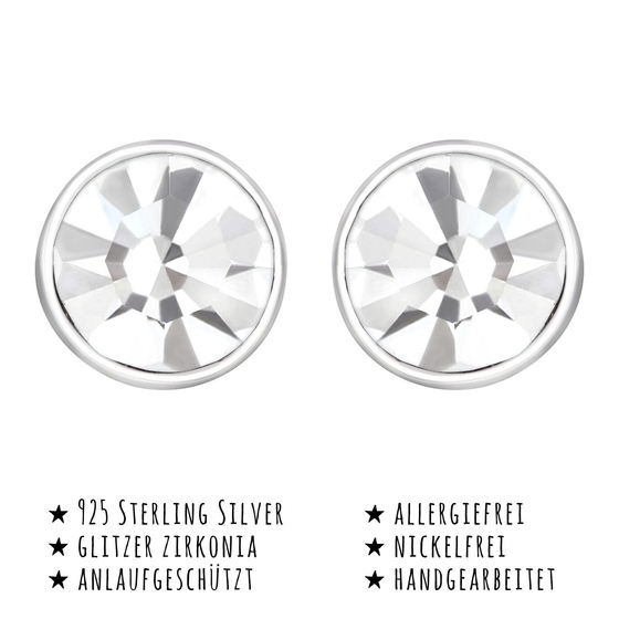 Das Bild mit Beschreibung zeigt Kinder Ohrringe Kristall Ohrstecker aus 925 Sterling Silver echt Silber mit 5mm