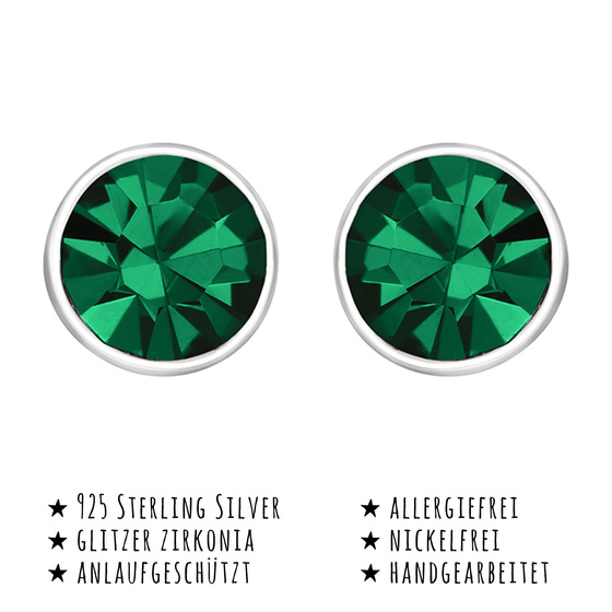 Das Bild mit Beschreibung zeigt Kinder Ohrringe Kristall Ohrstecker aus 925 Sterling Silver echt Silber mit 5mm