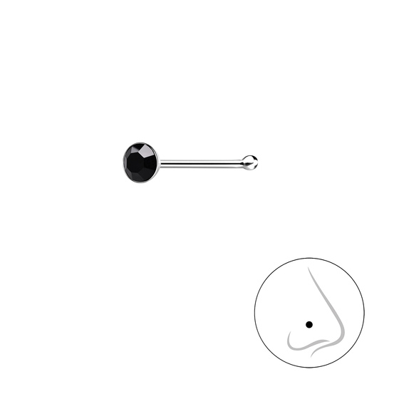 2,5mm Kristall Nasenstecker 925 Silber