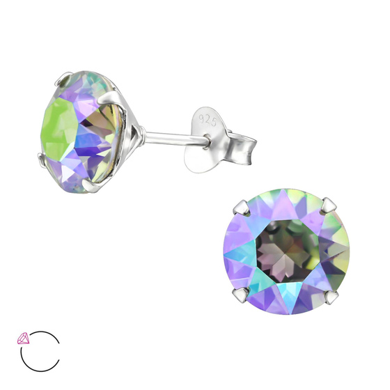 Auf dem Bild zu sehen sind Damen Ohrringe Runde Ohrstecker aus 925 Sterling Silver echt Silber mit Swarovski Kristallen