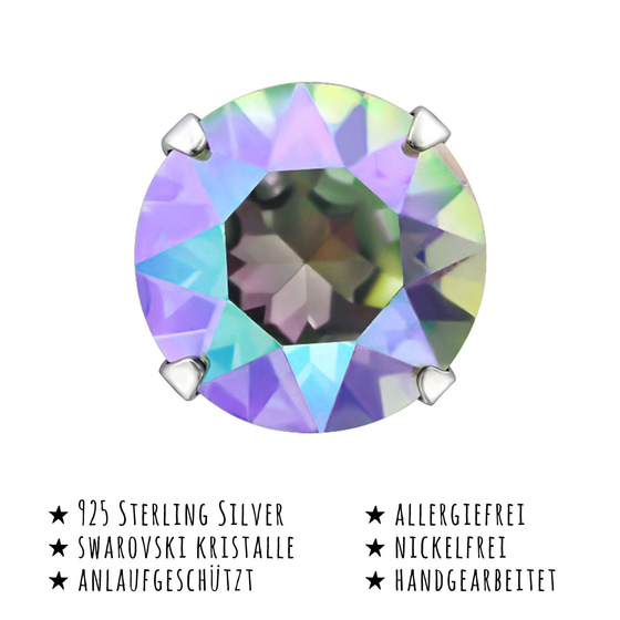 Das Bild mit Beschreibung zeigt Damen Ohrringe Runde Ohrstecker aus 925 Sterling Silver echt Silber mit Swarovski Kristallen