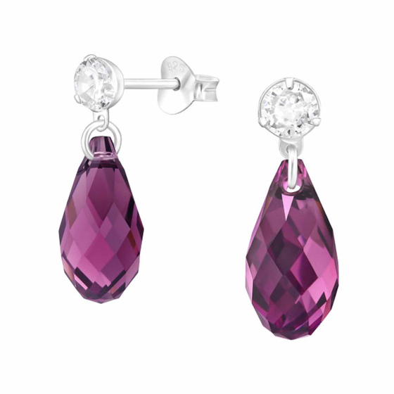 Briollette Sterling Silber Ohrringe mit Zirkonia und Kristall