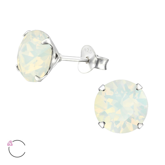 Auf dem Bild zu sehen sind Damen Ohrringe Runde Ohrstecker aus 925 Sterling Silver echt Silber mit Swarovski Kristallen