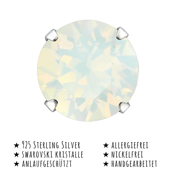 Das Bild mit Beschreibung zeigt Damen Ohrringe Runde Ohrstecker aus 925 Sterling Silver echt Silber mit Swarovski Kristallen