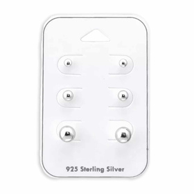 Silberne Ohrstecker Set - 3mm, 4mm, 6mm Kugeln in 925...