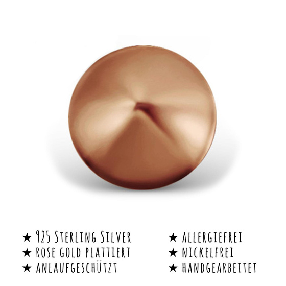 Das Bild mit Beschreibung zeigt Damen Ohrringe Kegel Ohrstecker aus 925 Sterling Silver echt Silber mit rose Gold plattiert