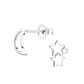 Mond und Stern Ohrringe 925 Silber